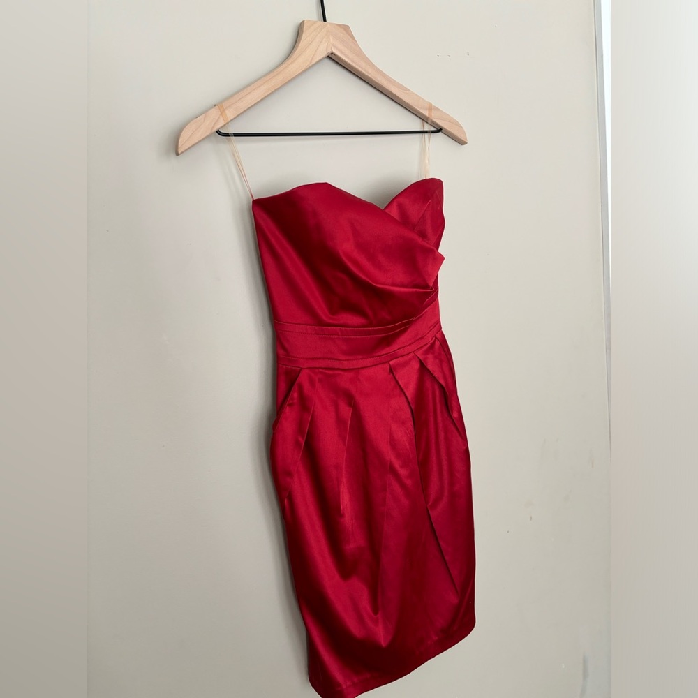Strapless red formal dress size 3 cocktail wedding guest holiday Christmas party